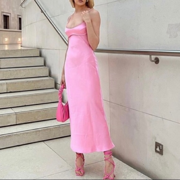 Zara Dresses Zara Pink Satin Effect Cut Out Dress Viral On Tiktok